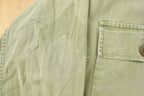Vintage 1940s Military HBT Olive Drab Button Up Shirt Men's Medium /