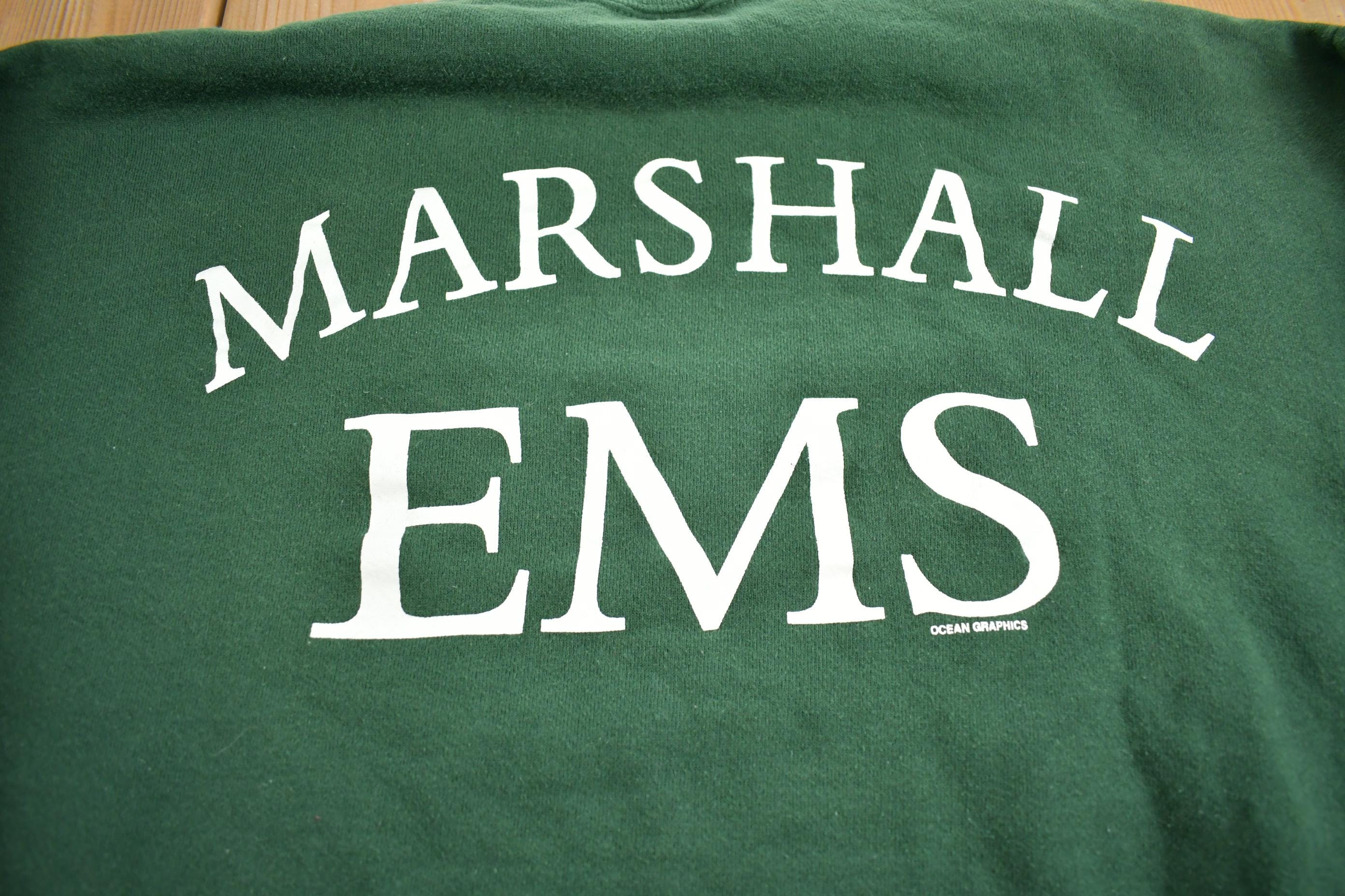 Vintage 1990s Marshall University EMS Embroidered Of Collegiate Crewneck Made In USA