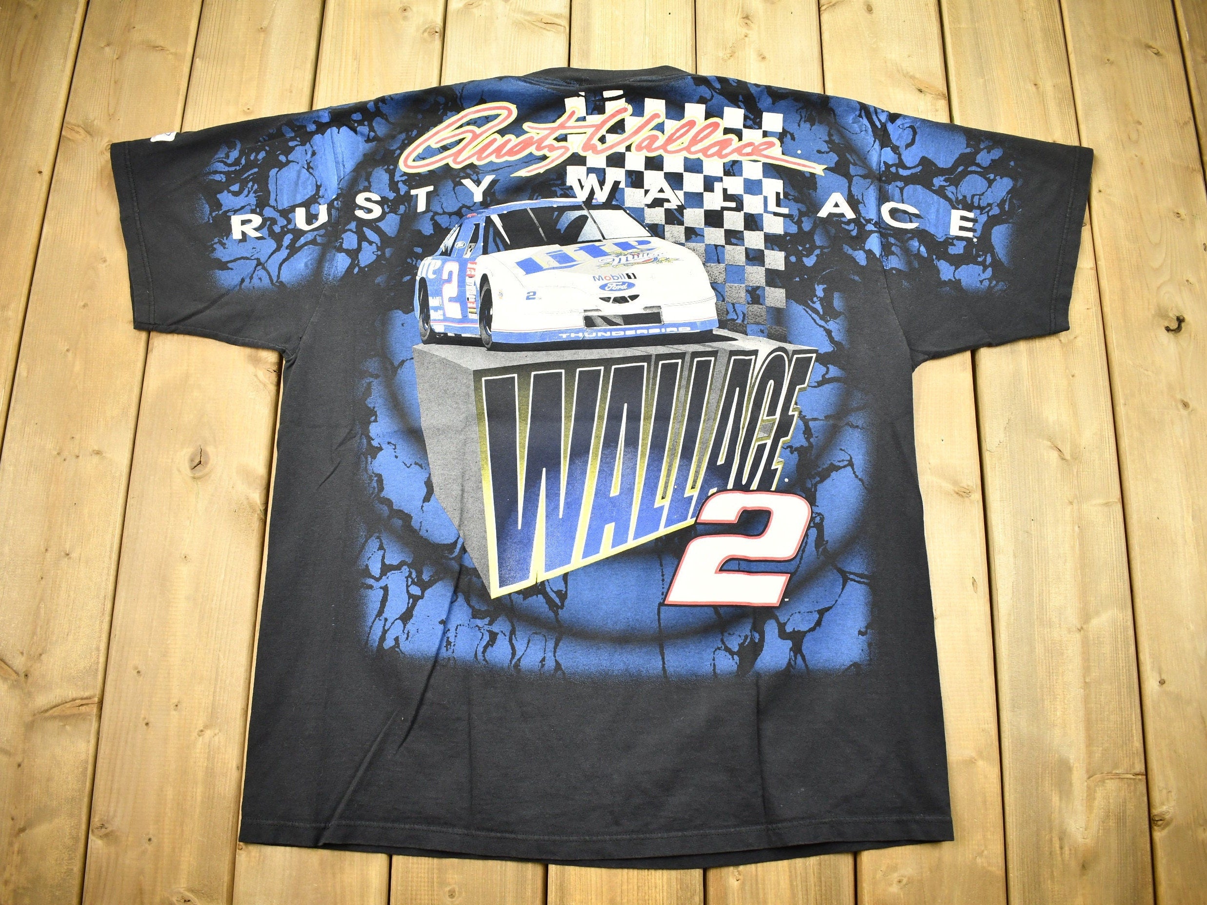 Vintage 1997 Rusty Wallace All Over Print NASCAR T-Shirt