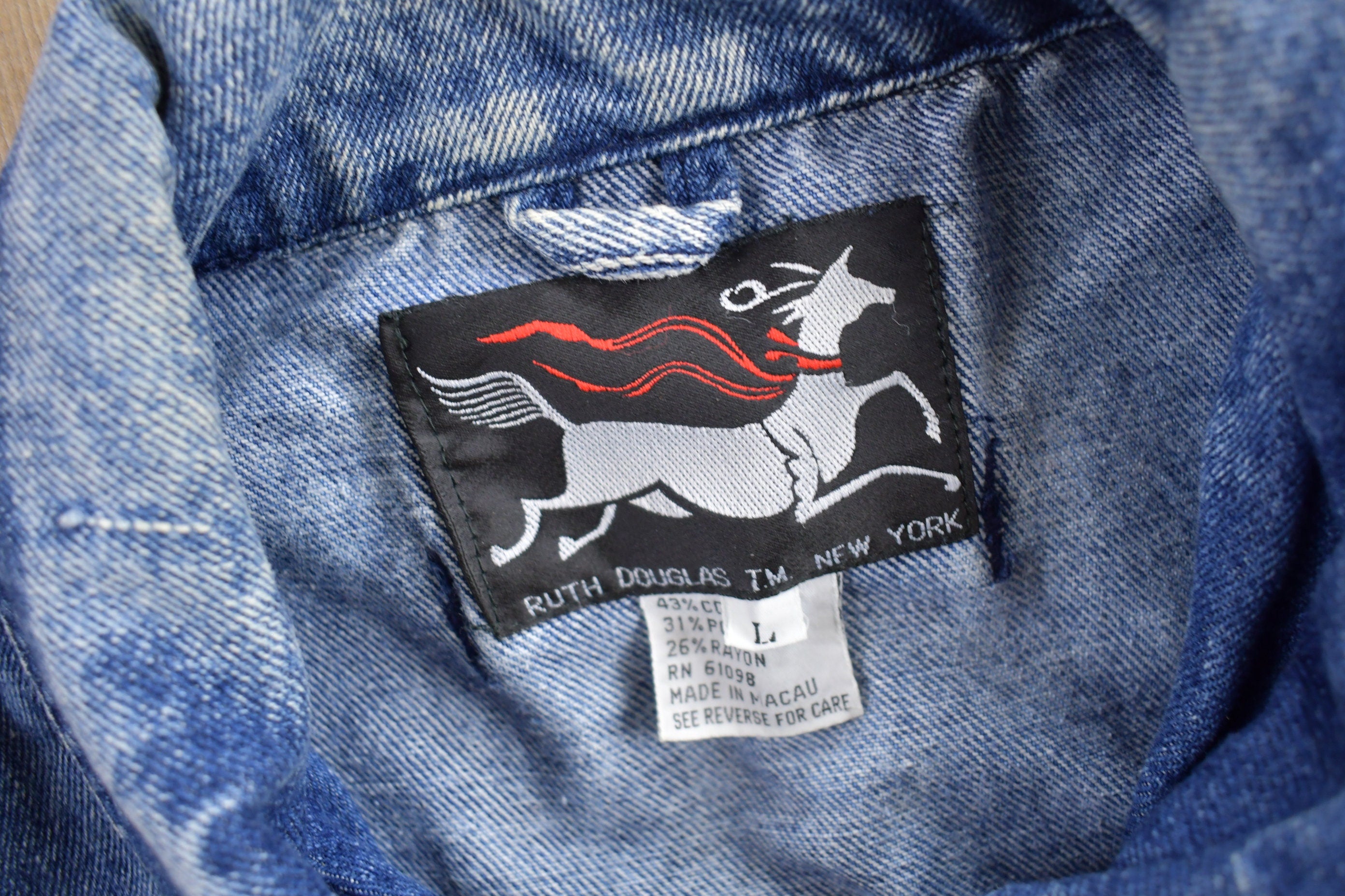 Vintage 1990s Hand Embroidered Horse Graphic Jean Jacket