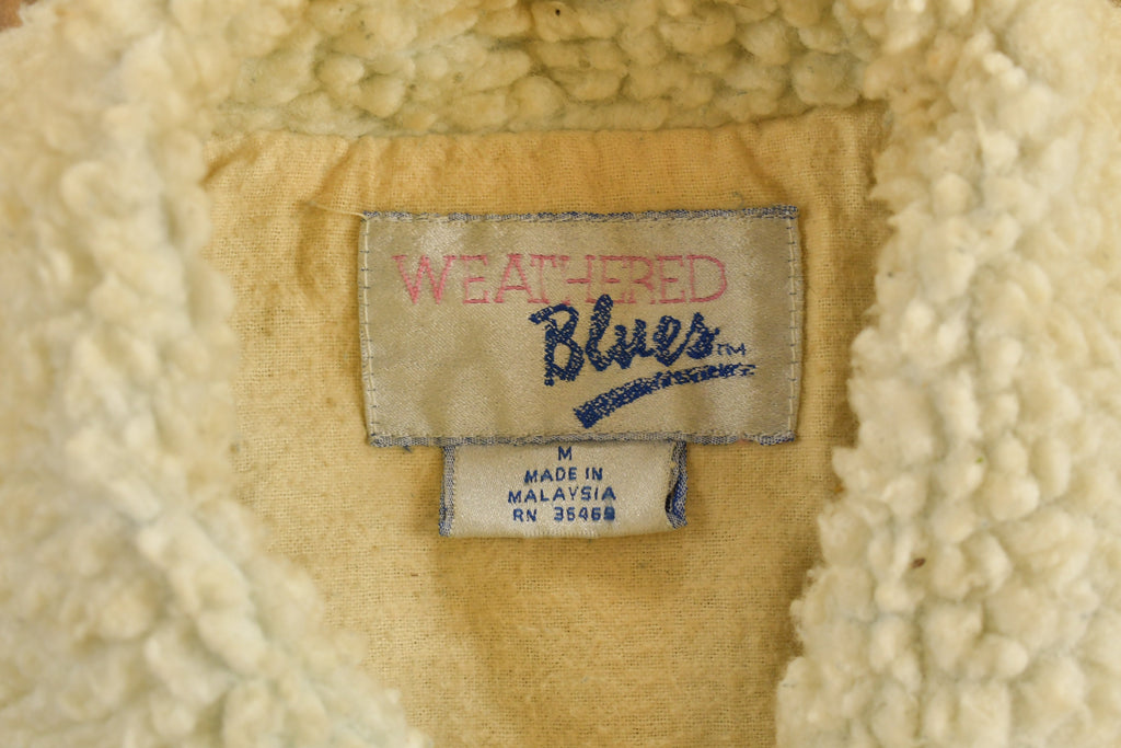 Vintage 1990s Weathered Blues Outerwear Sherpa Lined Denim Jacket