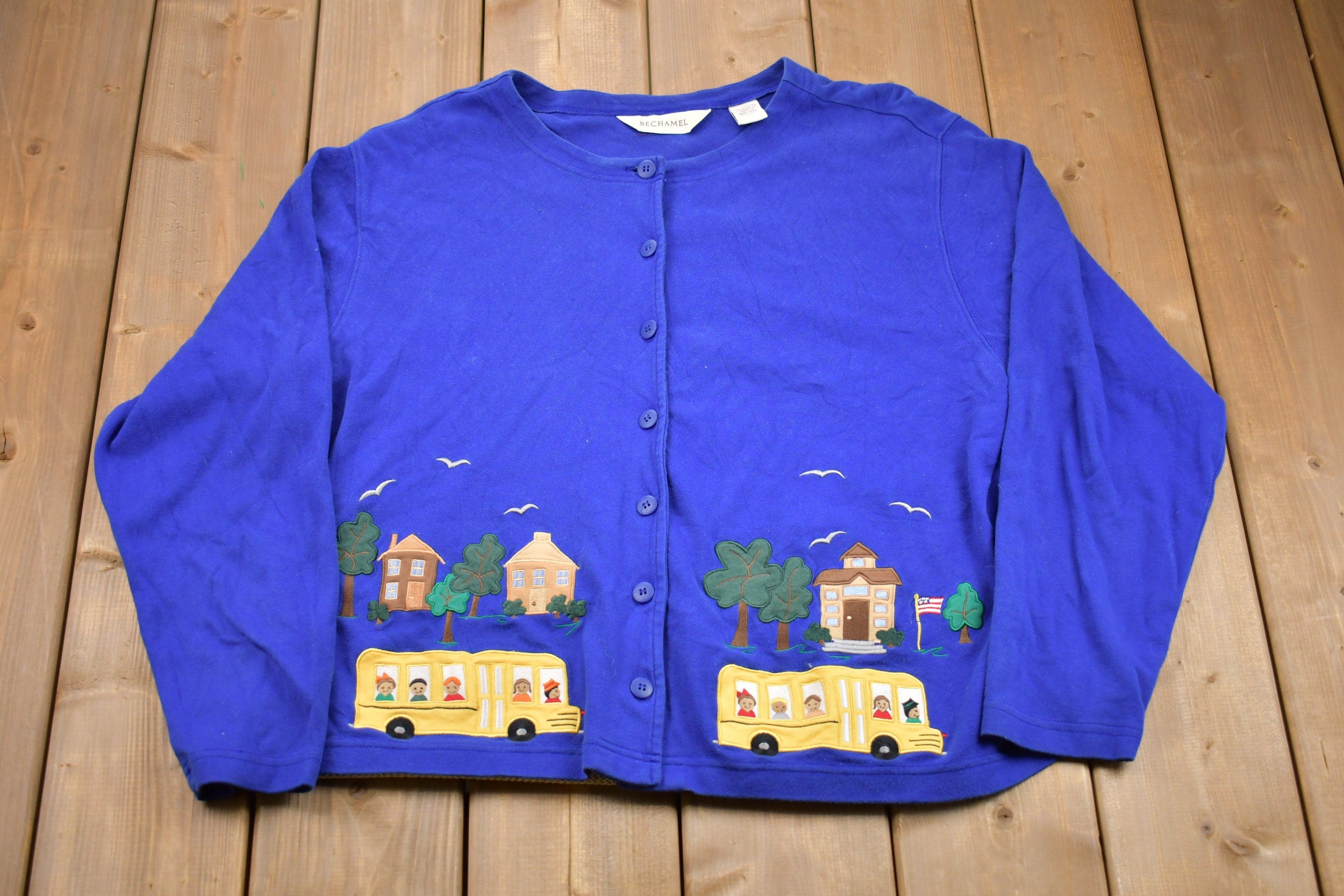 Vintage 1990s Bechamel Embroidered Cardigan Sweatshirt