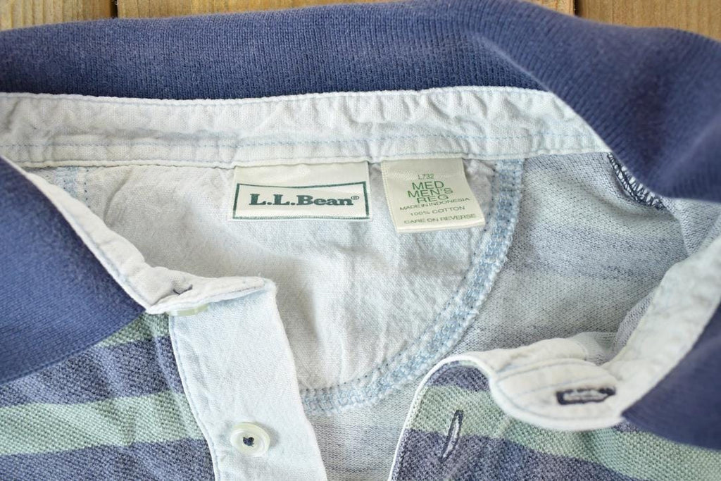 Vintage 1990s LL Bean Striped Button Up Polo Style Shirt