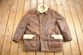 Vintage 1980s Shearling Leather Coat Size 52