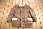 Vintage 1980s Shearling Leather Coat Size 52