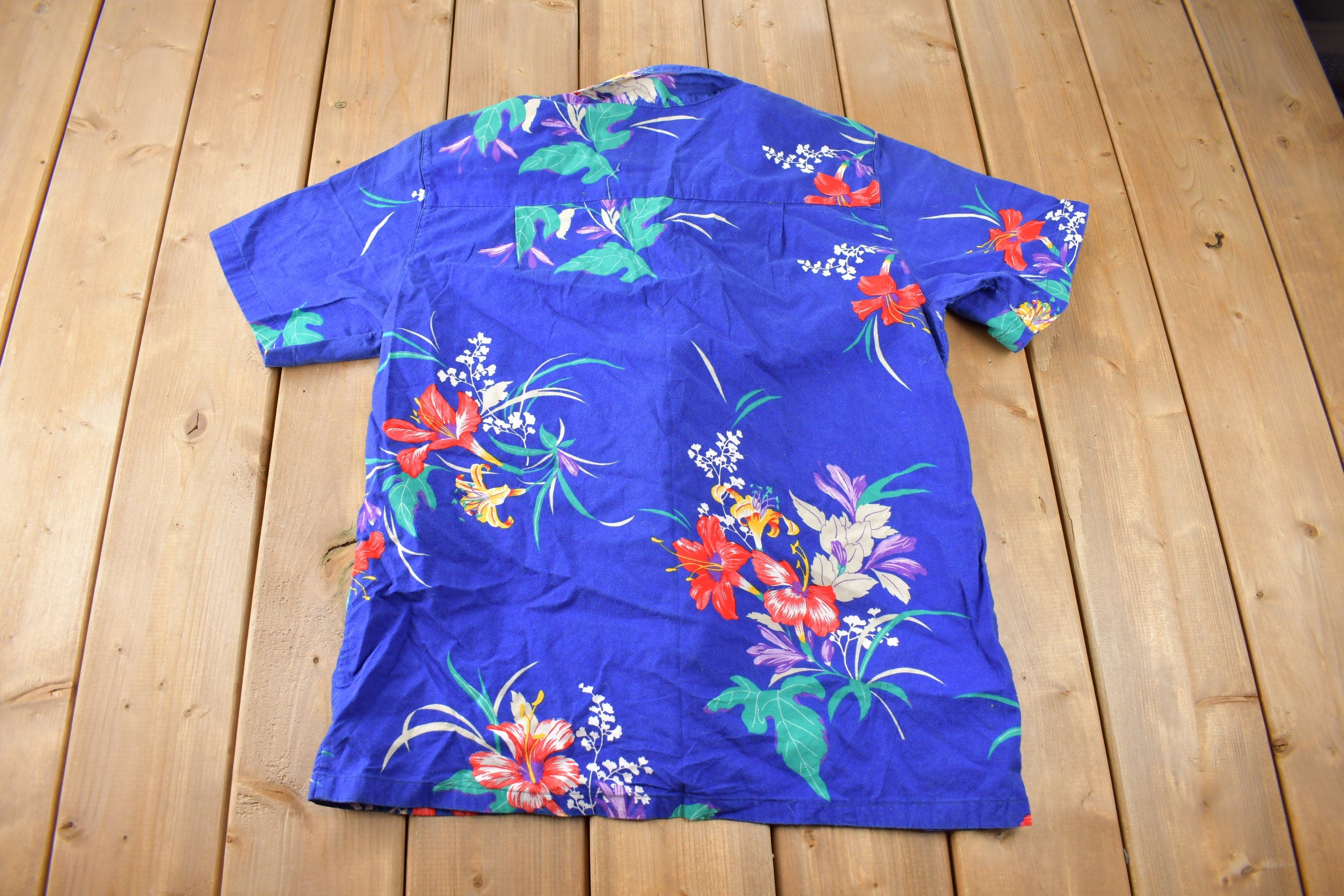 Vintage 1990s BSR Hawaiian Floral Button Up Shirt Size L