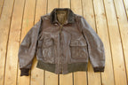 Vintage 1980s Leather Bomber Flight Jacket Men's Large