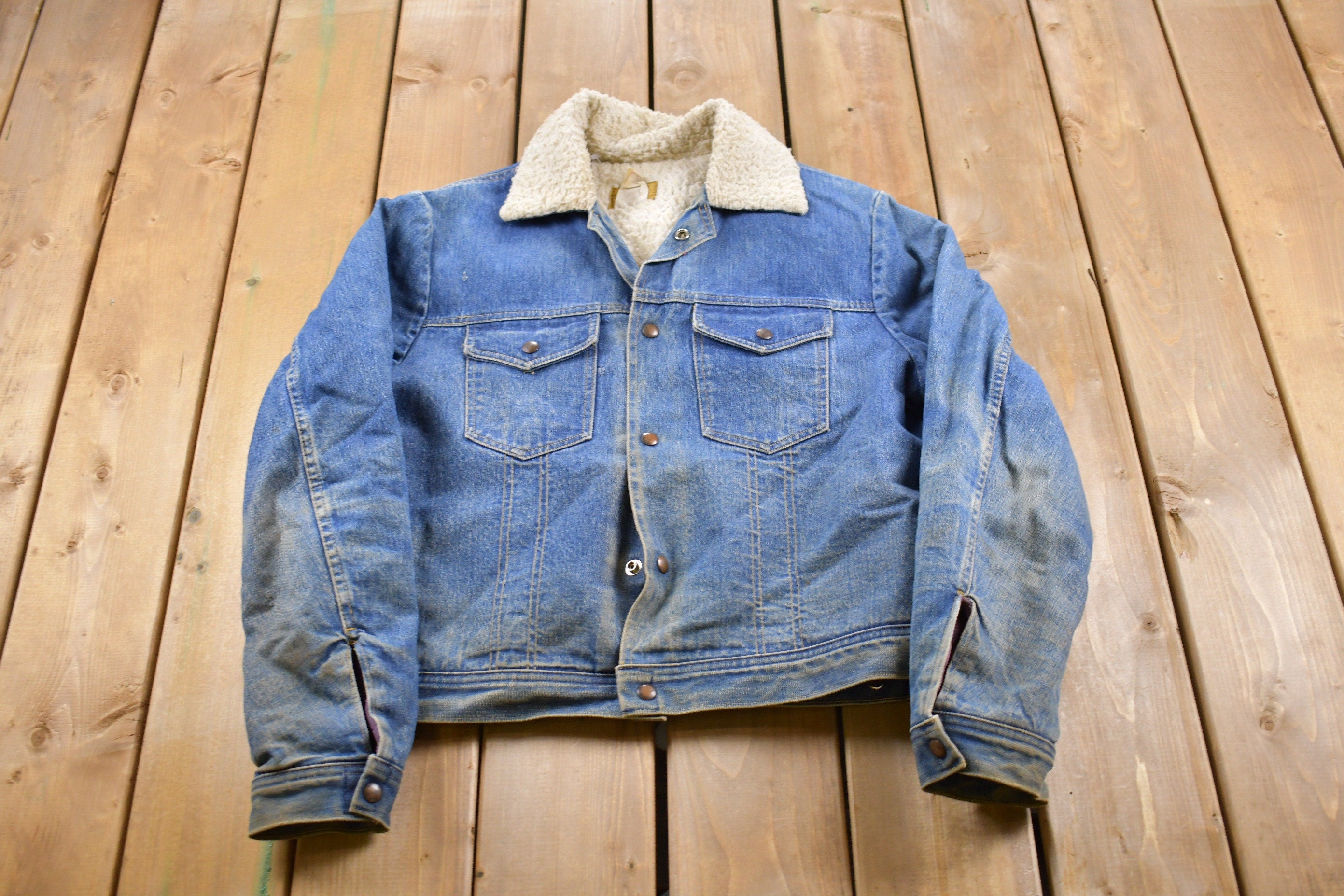 Vintage 1970s Olympic Sherpa Lined Denim Jean Jacket