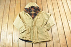 Vintage 1980s Woolrich Plaid Lined Tan Light Jacket