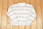 Vintage 1990s Jantzen Petit Hand Knit Silk Blend Abstract Pattern Crewneck Sweater Women's M Boxy