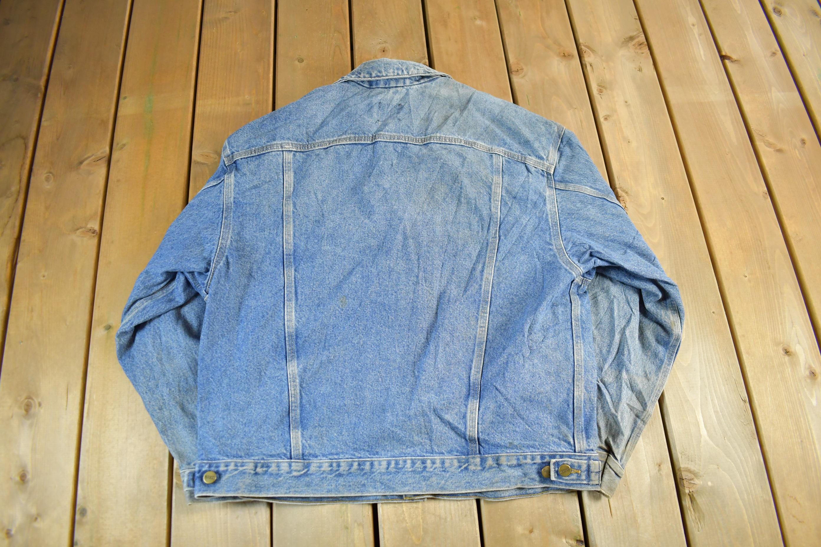 Vintage 1980s Carhartt Distressed Denim Trucker Work Jacket Men's Large