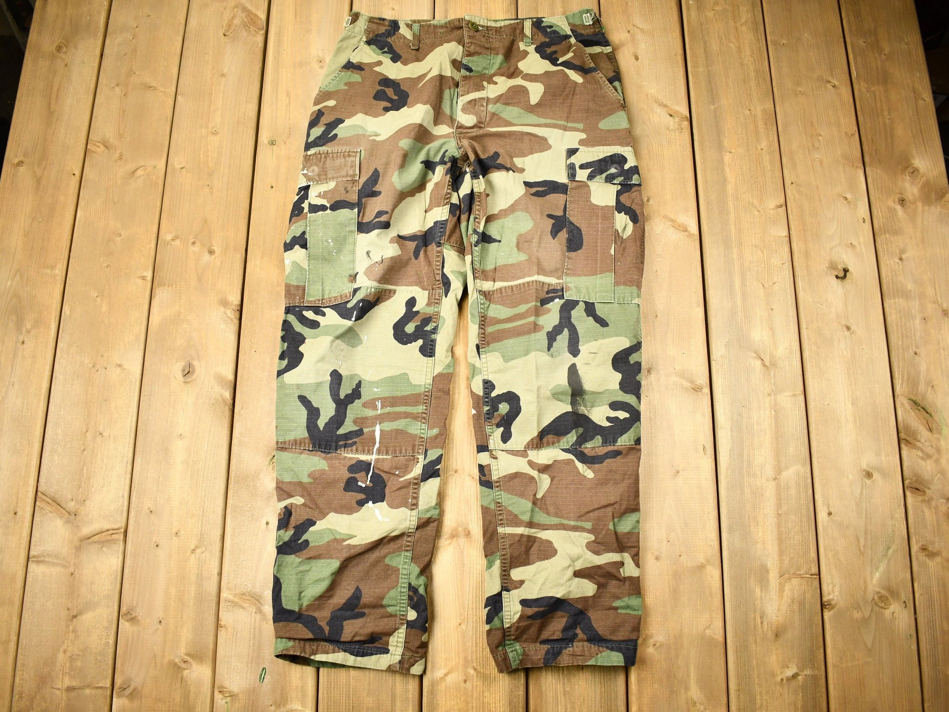 Vintage 2000 Military Woodland Camouflage Cargo Pocket Pants Size 34 x 30