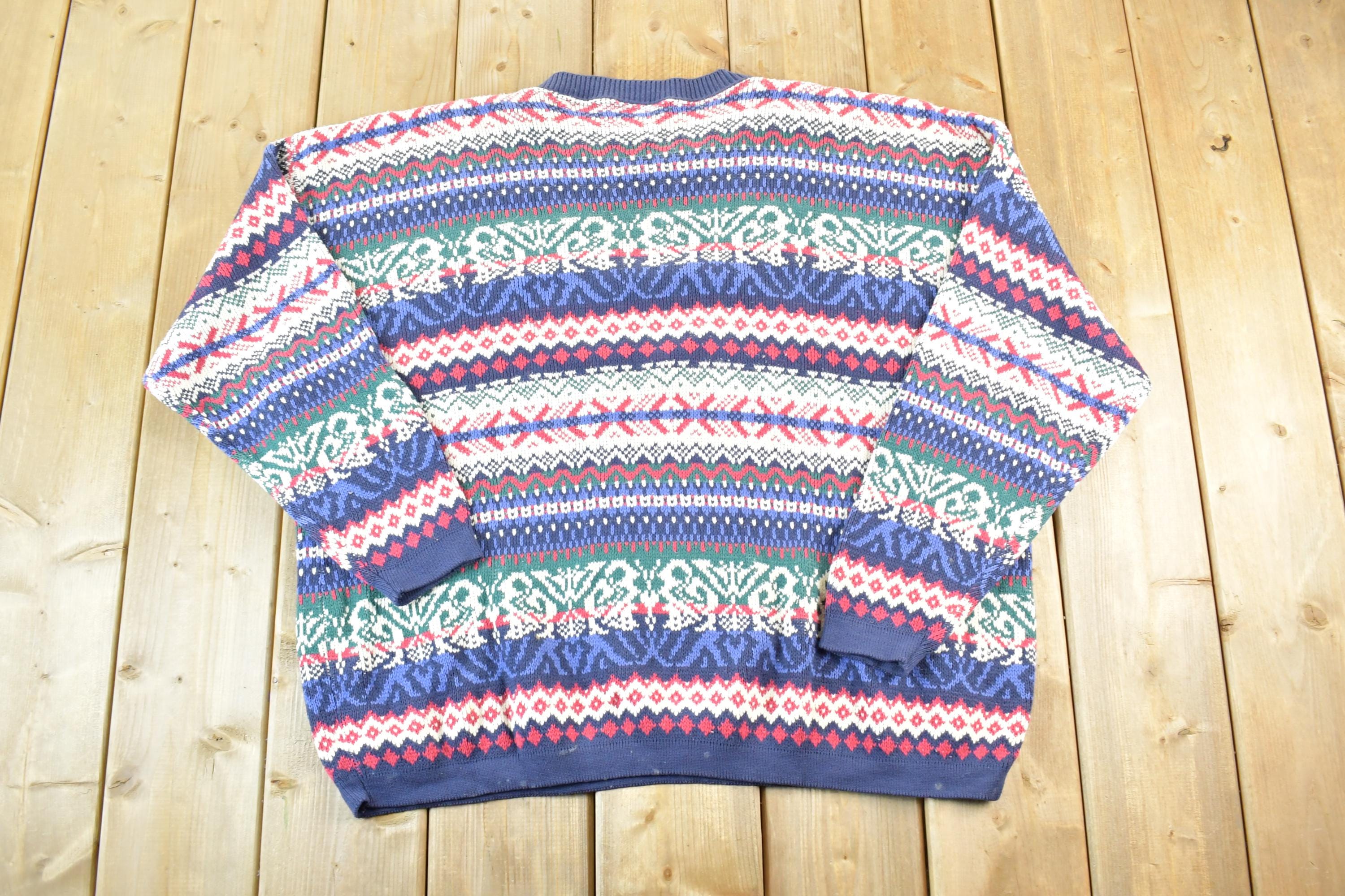 Vintage 1990s Cabin Creek Women's Knit Abstract Pattern Crewneck Sweater Womens XXL