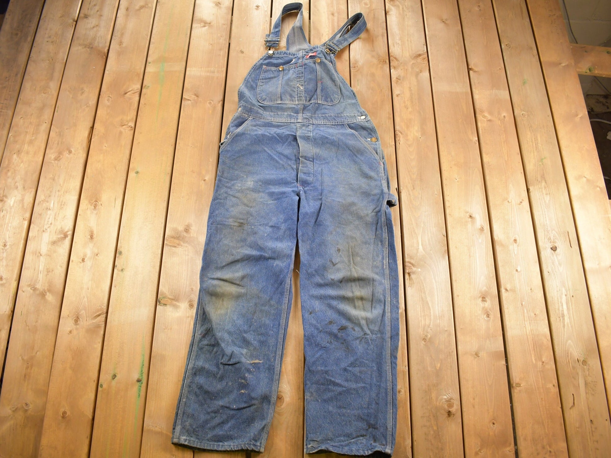 Vintage 1980s Dickies Denim Jean Overalls Size 36 x 29