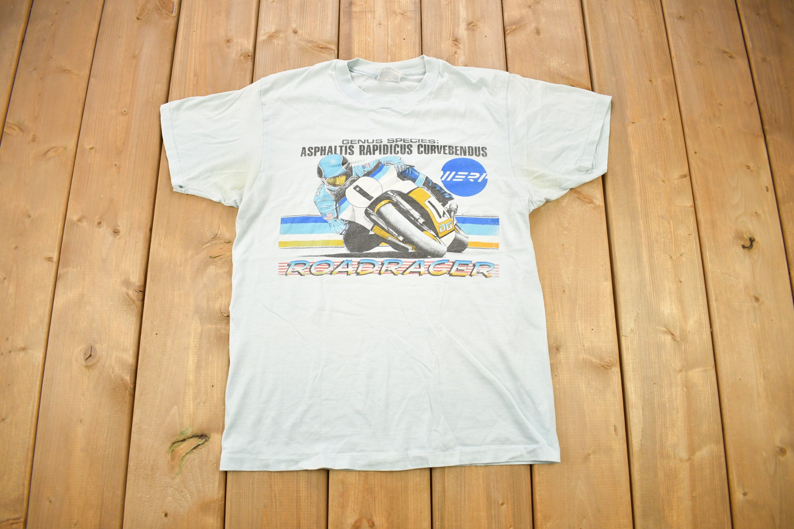 Vintage 1980s Road Racer Speed Bike Graphic T Shirt