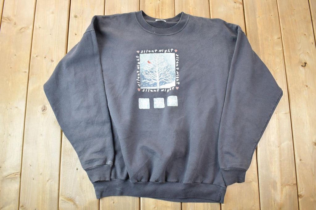 Vintage 1990s Silent Night Cardinal Cute Christmas Crewneck Sweater