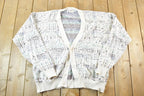 Vintage 1990s London Fog Knit Abstract Pattern Cardigan Sweater Mens XL