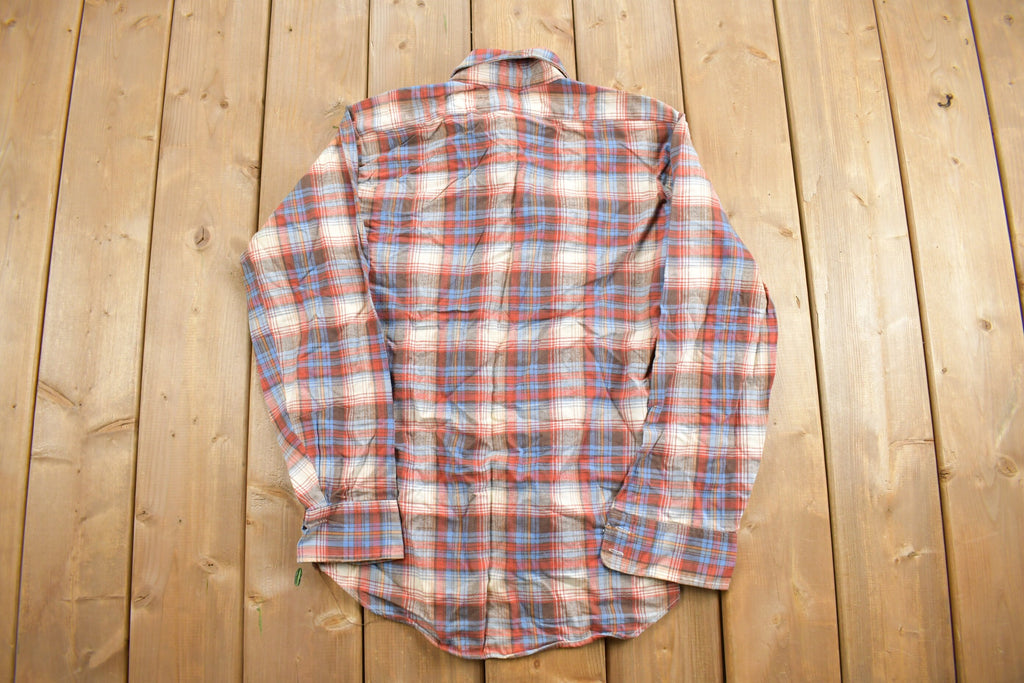 Vintage 1980s JC Penny Plain Pockets Plaid Button Up Shirt