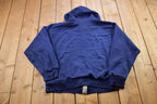 Vintage 1990s Blank Blue Thermal Lined Zip Up Hoodie