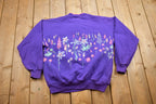 Vintage 1990s Floral Graphic Quarter Button Sweater