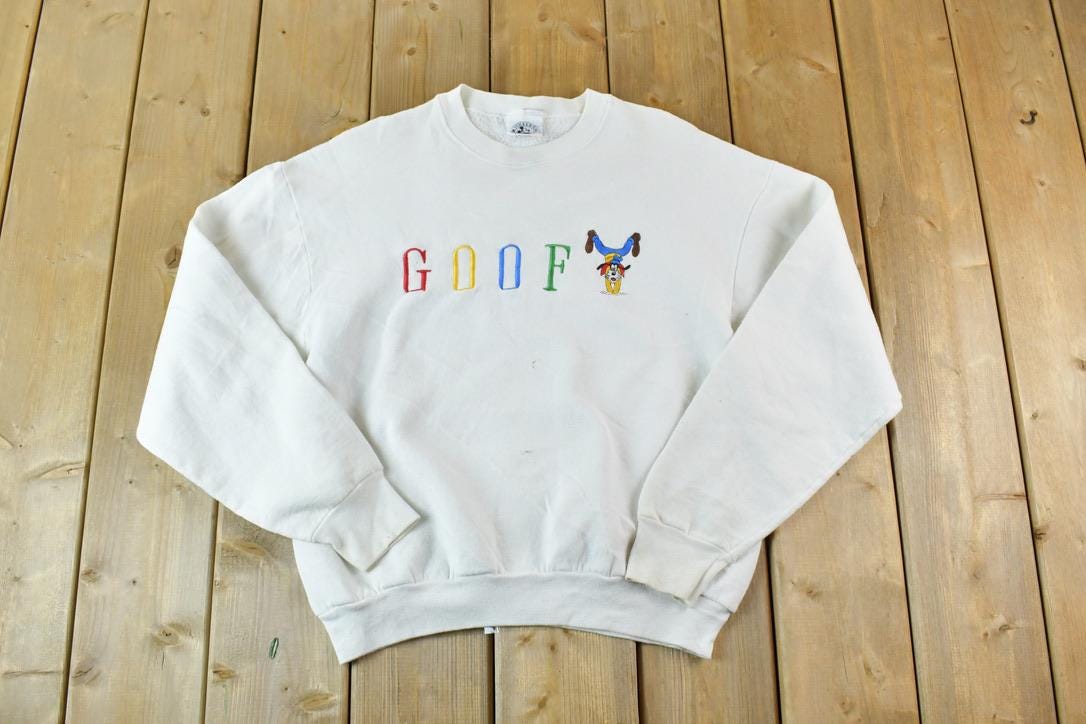 Vintage 1990s Goof Mickey Mouse Disney Heavyweight Crewneck / Vintage Sweatshirt / Vintage Disney / Mickey / Embroidered / Made In USA
