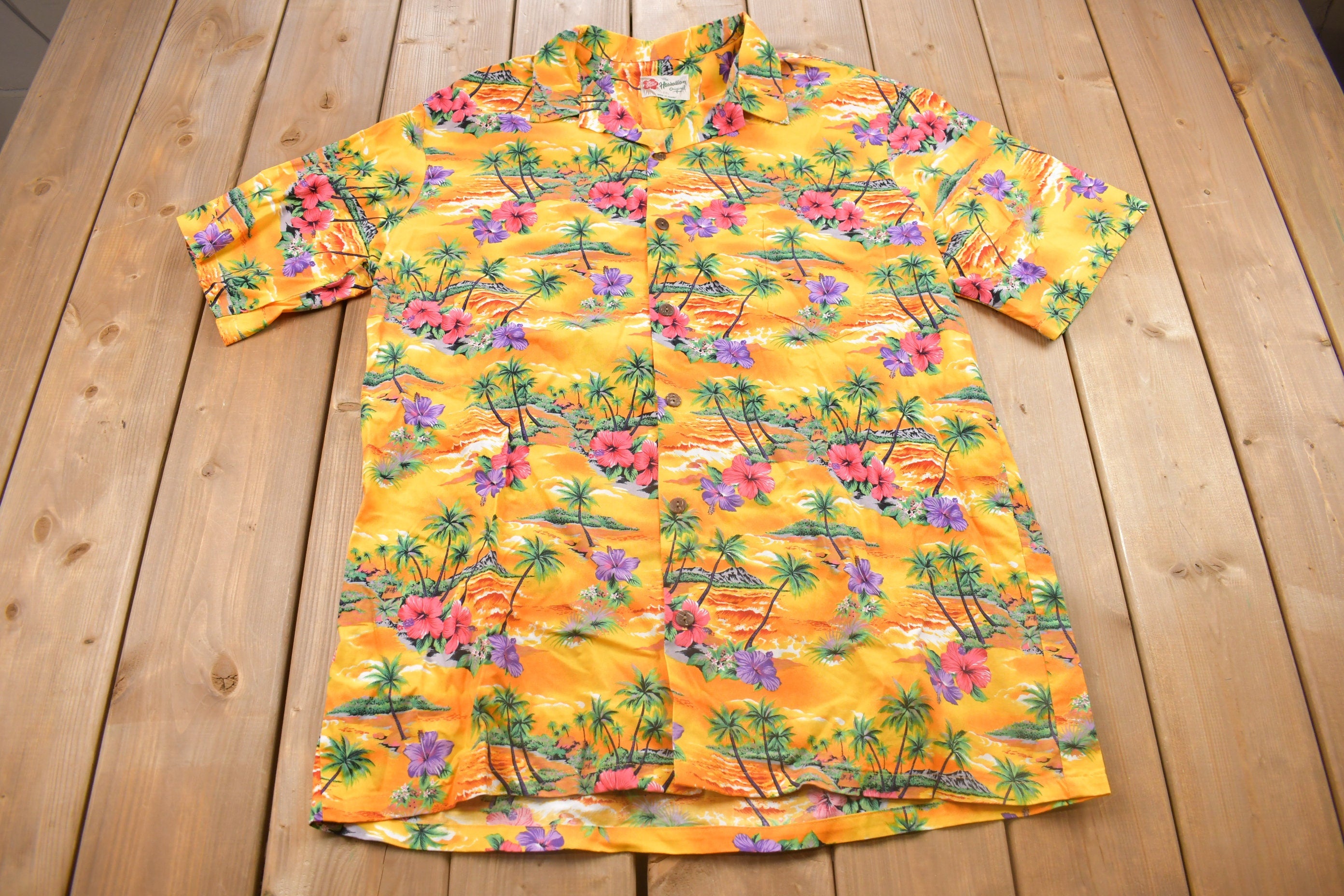 Vintage 1990s The Original Hawaiian Shirt Button Up Shirt  Made in Hawaii  Abstract Pattern  Casual Shirt  Formal Shirt