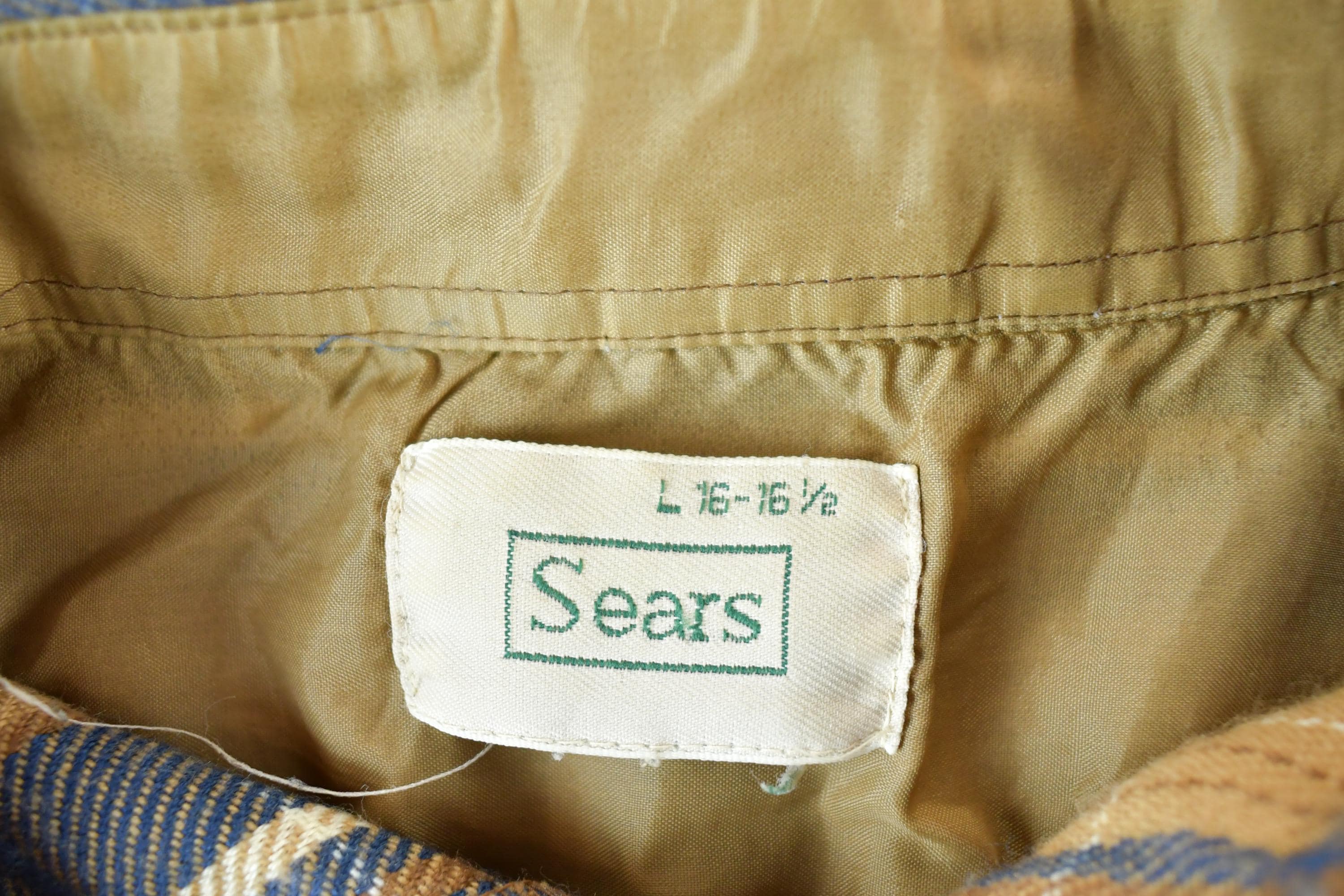Vintage 1980s Sears Plaid Button Up Shirt Men's L