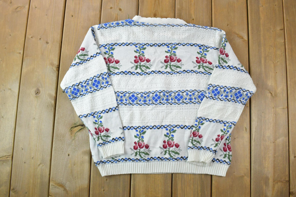 Vintage 1990s Functionals Cherry Tree Knit Crewneck Sweater