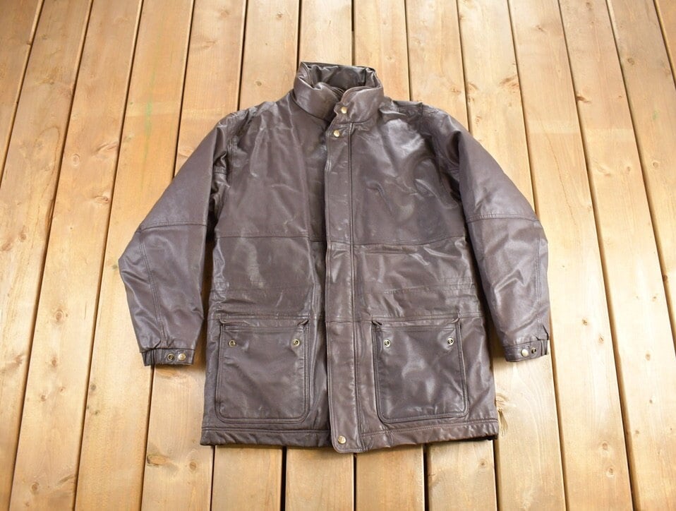 Vintage 1990s Eddie Bauer Genuine Leather Puffer Jacket