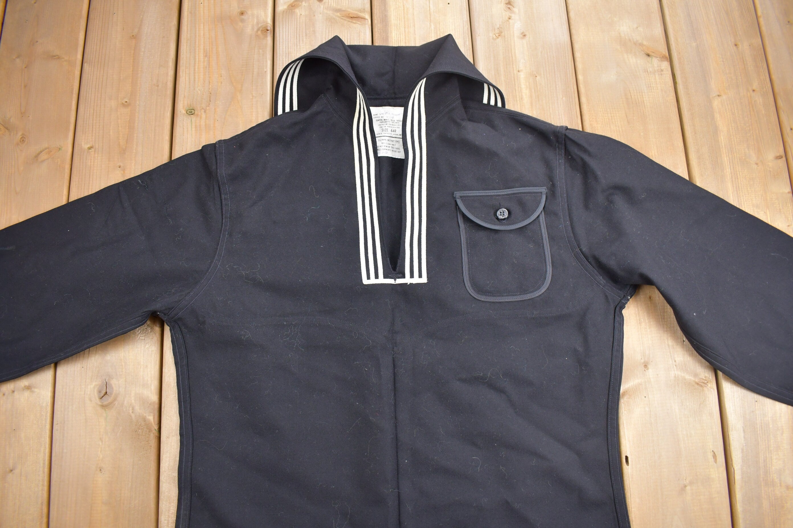 Vintage 1990 Mens Blue Dress Jumper Naval Uniform Sweater