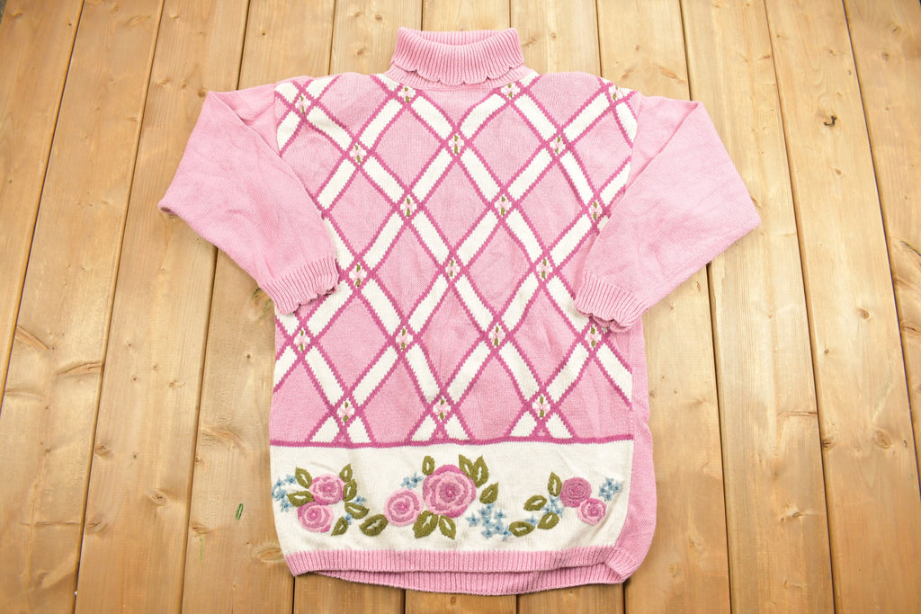 Vintage 1990s Floral Mock Neck Crewneck Sweatshirt