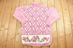 Vintage 1990s Floral Mock Neck Crewneck Sweatshirt