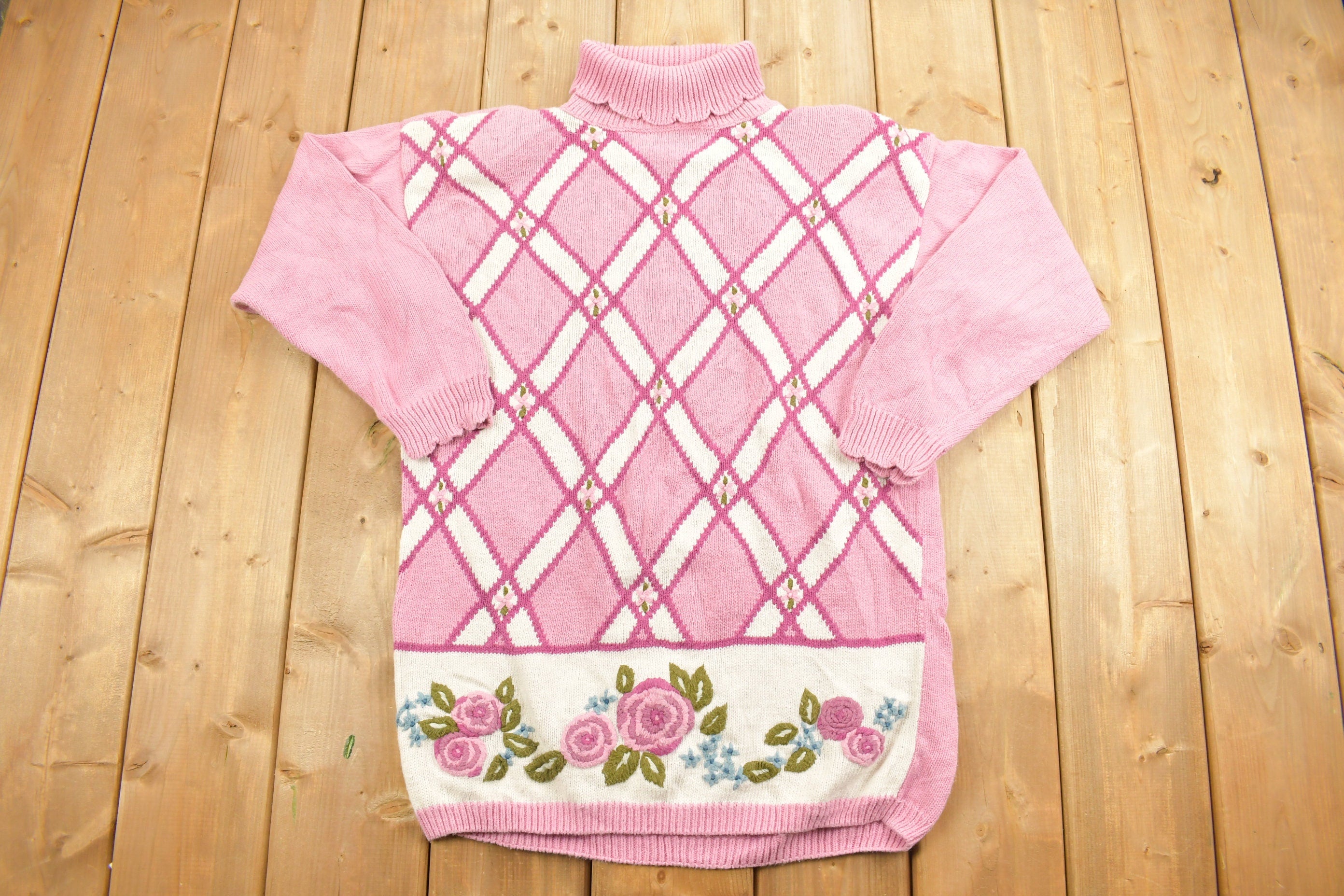 Vintage 1990s Floral Mock Neck Crewneck Sweatshirt