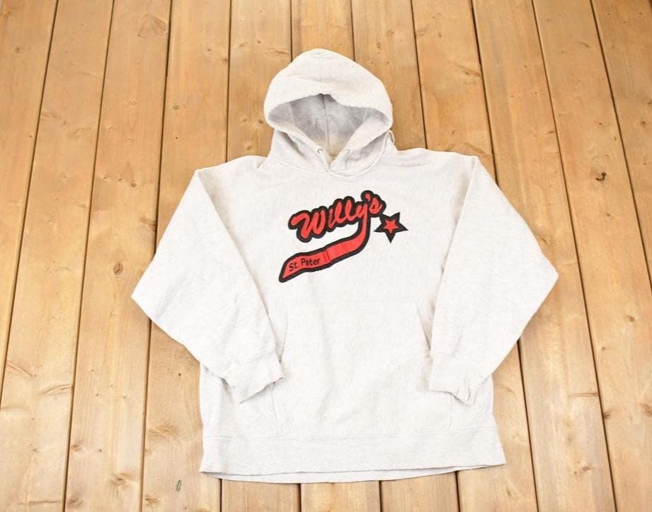 Vintage 1990s St Peters Willy's Cross Grain University Hoodie Sweater Men's L