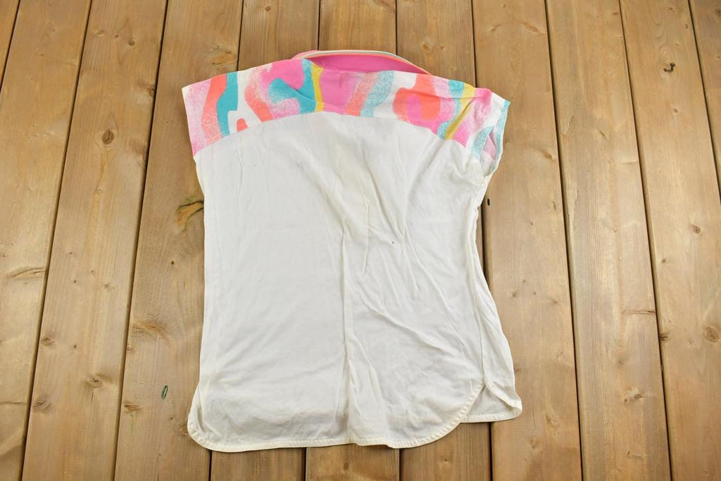 Vintage 1990s Head Collared Sleeveless Ski Graphic T-Shirt