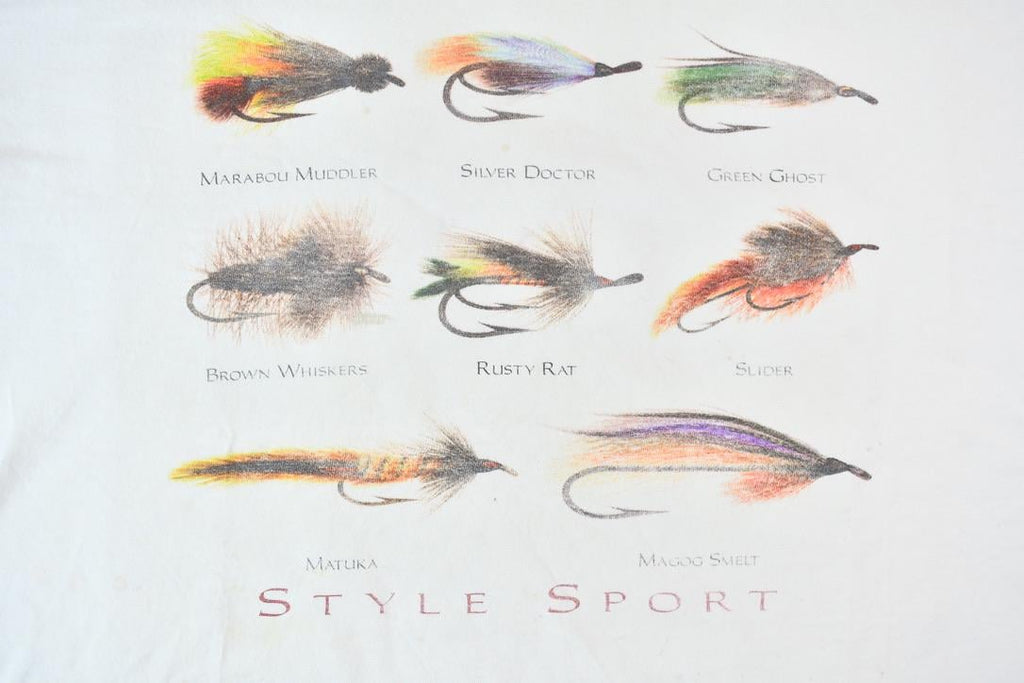 Vintage 1990s Style Sport Single Stitch Fishing Lure Graphic T-Shirt
