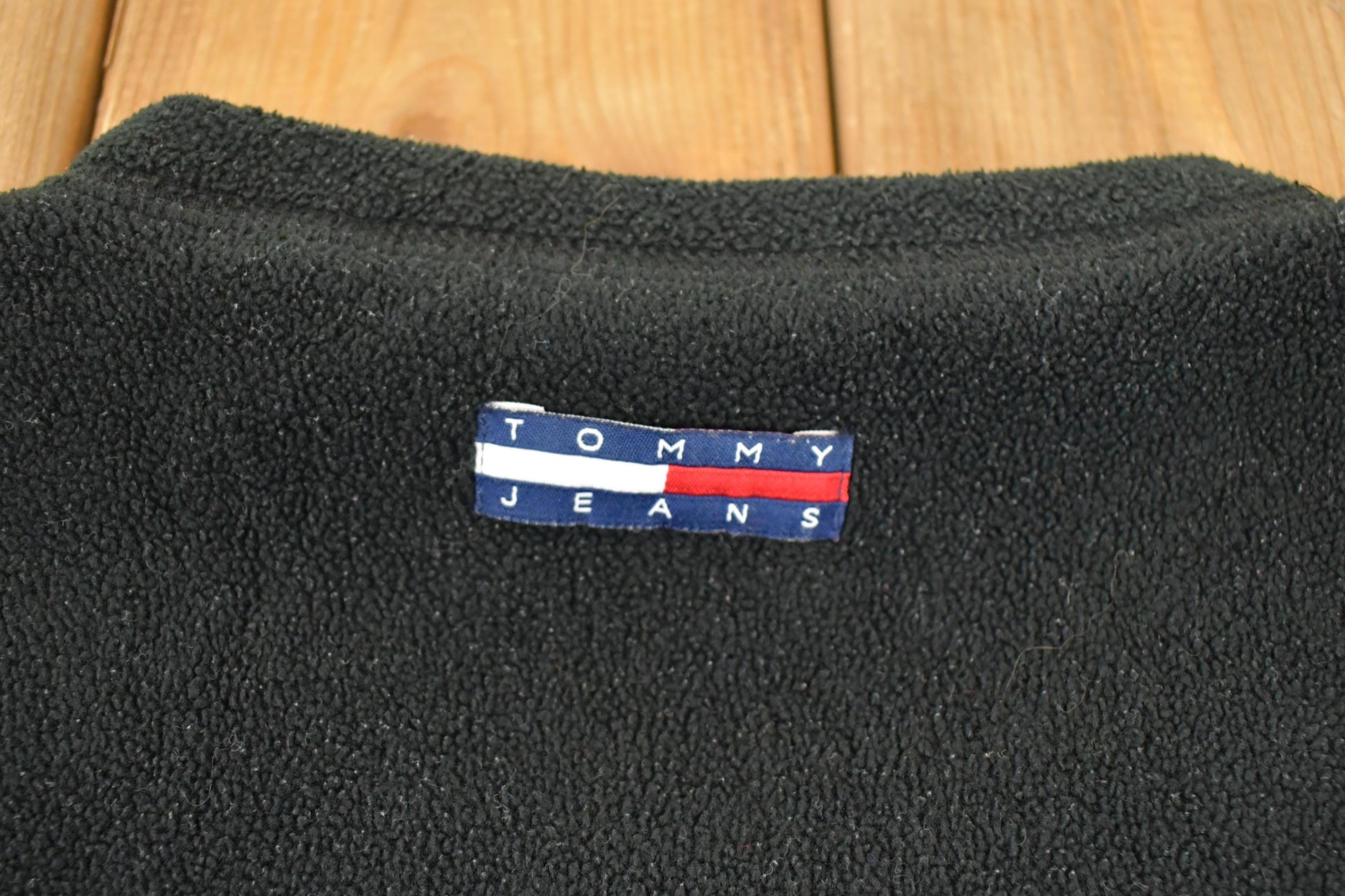 Vintage 1990s Tommy Jeans Fleece Outdoorsman Srtip Logo Sweater Mens XL