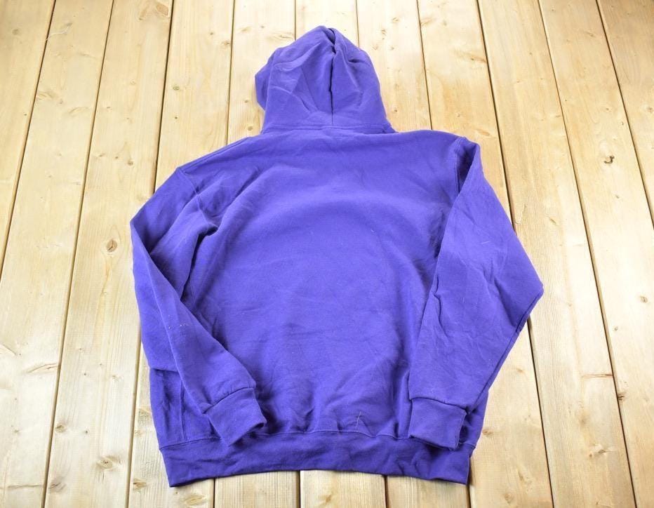 Vintage 1990s Blank Purple Russell Athletic Hoodie Crewneck Sweatshirt Mens L