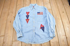 Vintage 1990s Cute Patchwork Denim Button Up Shirt
