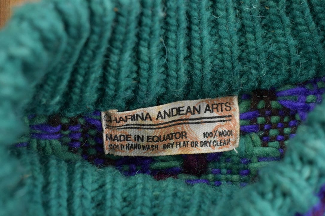 Vintage 1980s Charina Andean Arts 100% Wool Knit Sweater