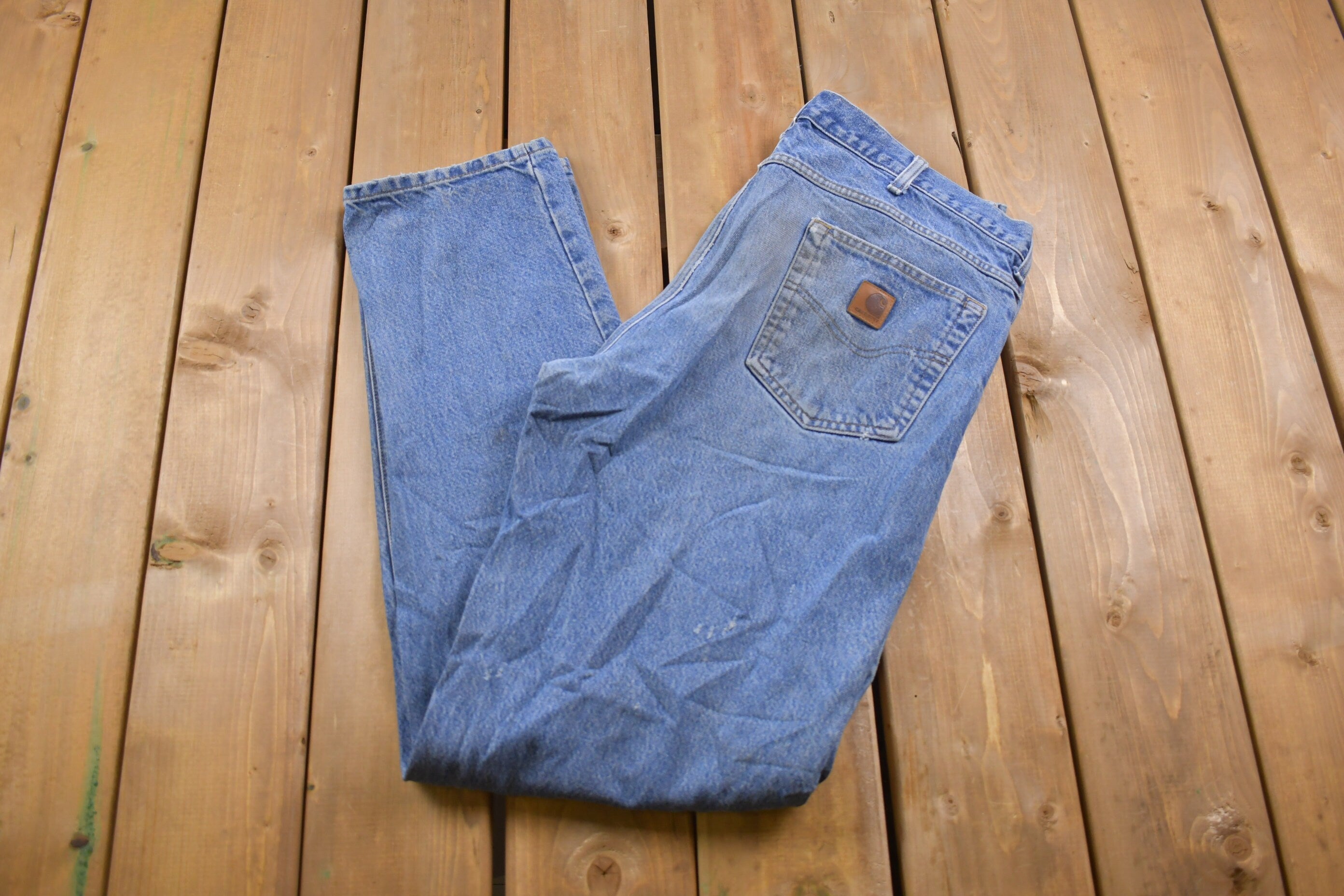 Vintage 1990s Carhartt Light Wash Denim Jeans Size 36 x 35