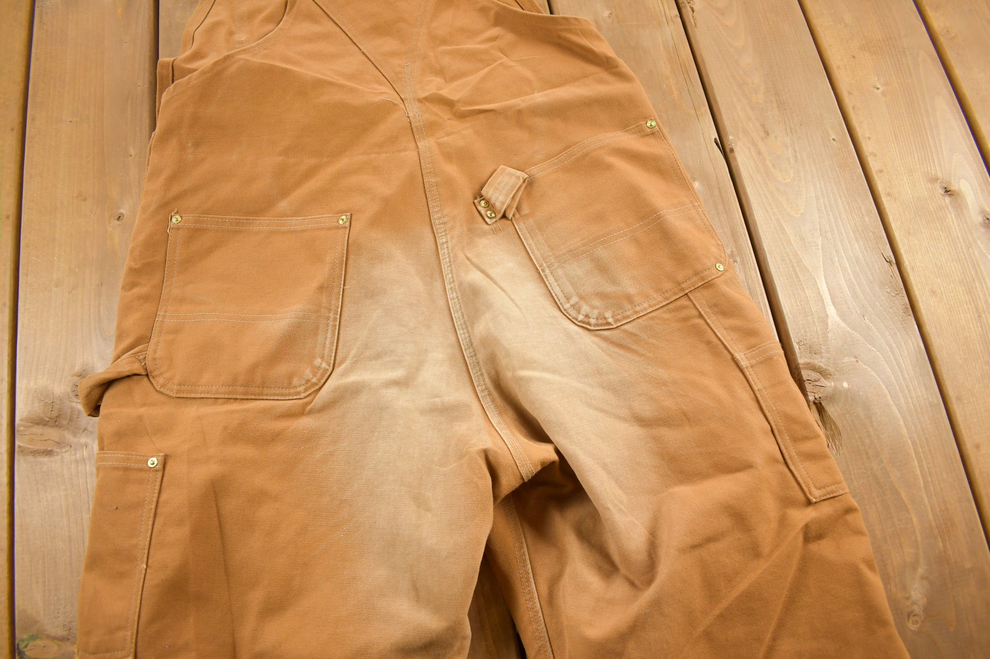 Vintage 1980s Carhartt Double Knee Quilted Canvas Overalls Size 39 x 28