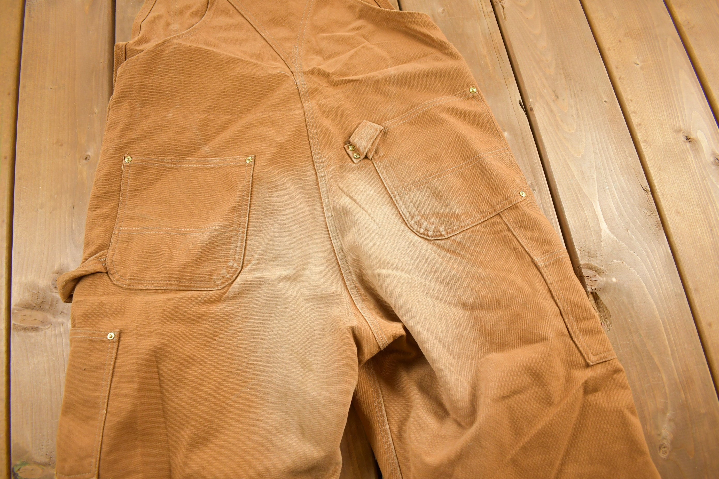 Vintage 1980s Carhartt Double Knee Quilted Canvas Overalls Size 39 x 28