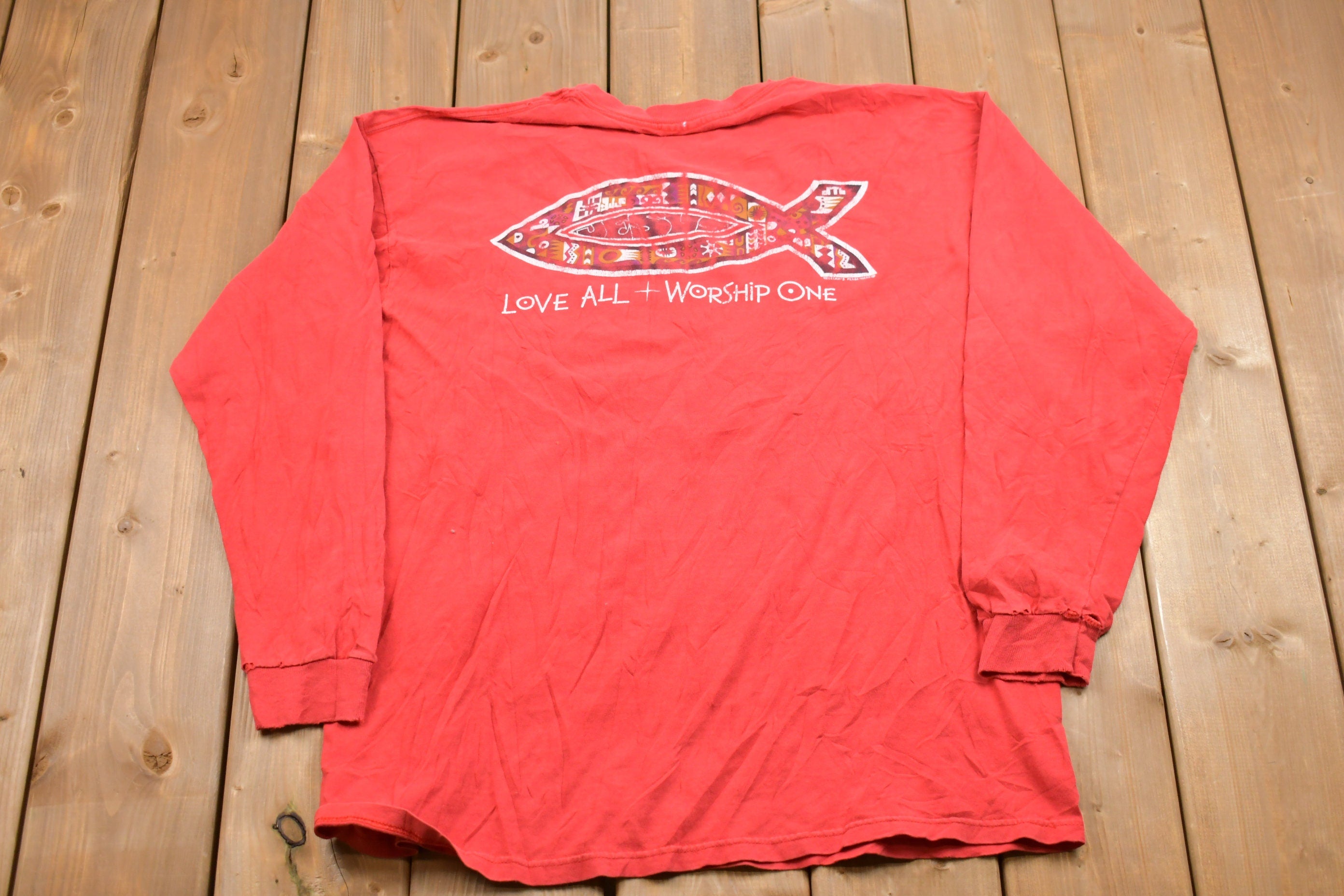 Vintage 1990s Love All Worship One Long Sleeve Shirt
