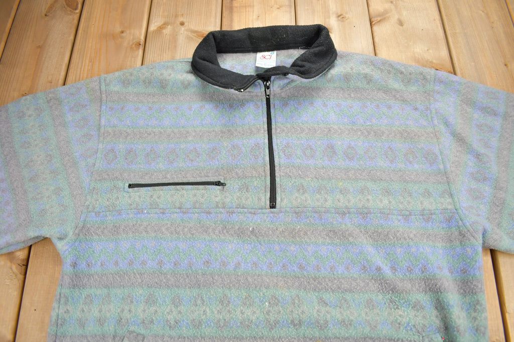 Vintage 1990s Ski Country Imports Quarter Zip Fleece Sweater