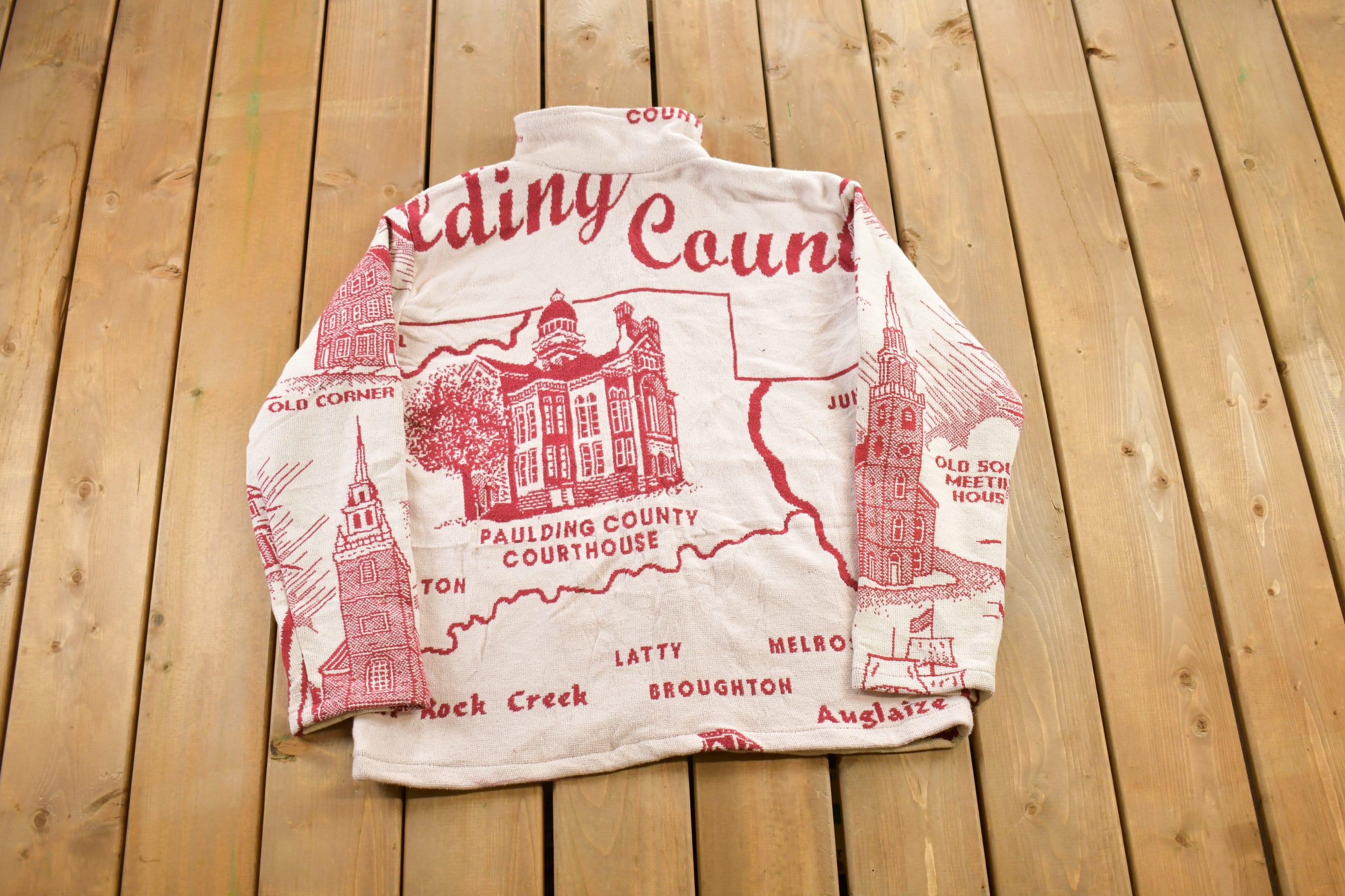 Vintage 1990s Massachusetts Themed Vintage Quilt Jacket