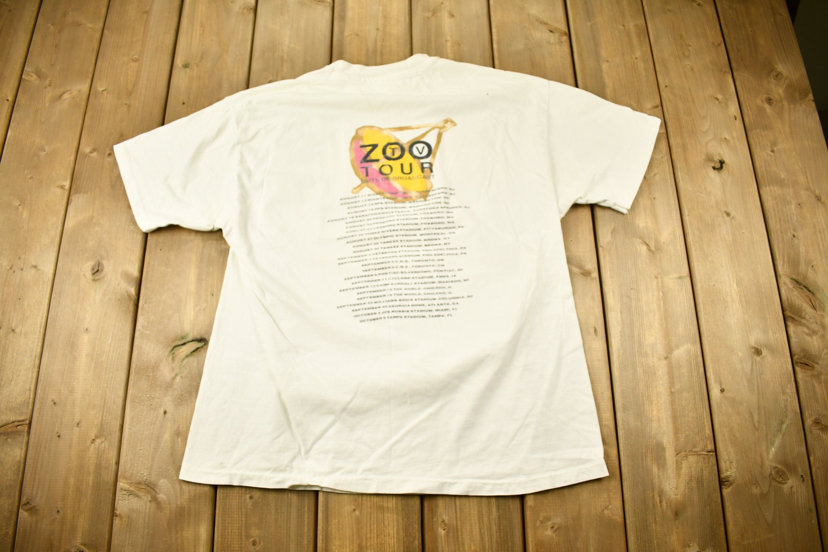 Vintage 1992 U2 Zoo TV Outside Broadcast Tour Band T-shirt