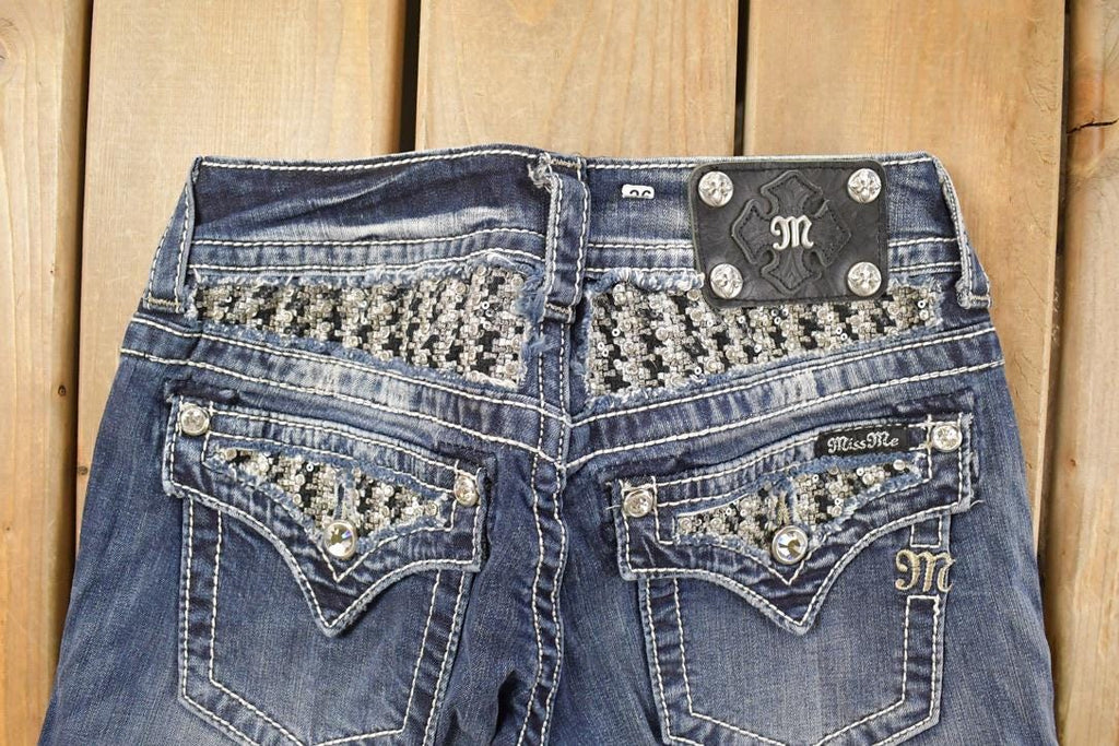 Vintage Deadstock Y2K Miss Me Bedazzled Low Rise Jeans Women's Size 26x31