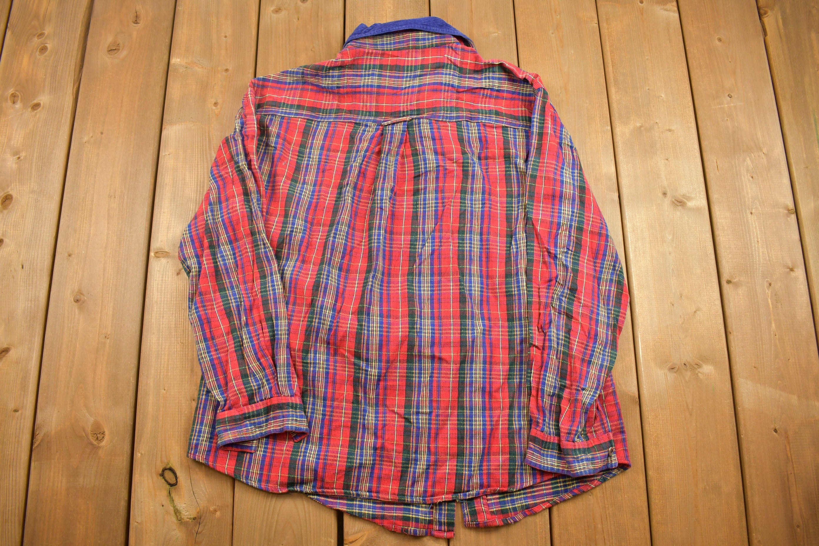 Vintage 1990s Riders Plaid Flannel Button Up Shirt
