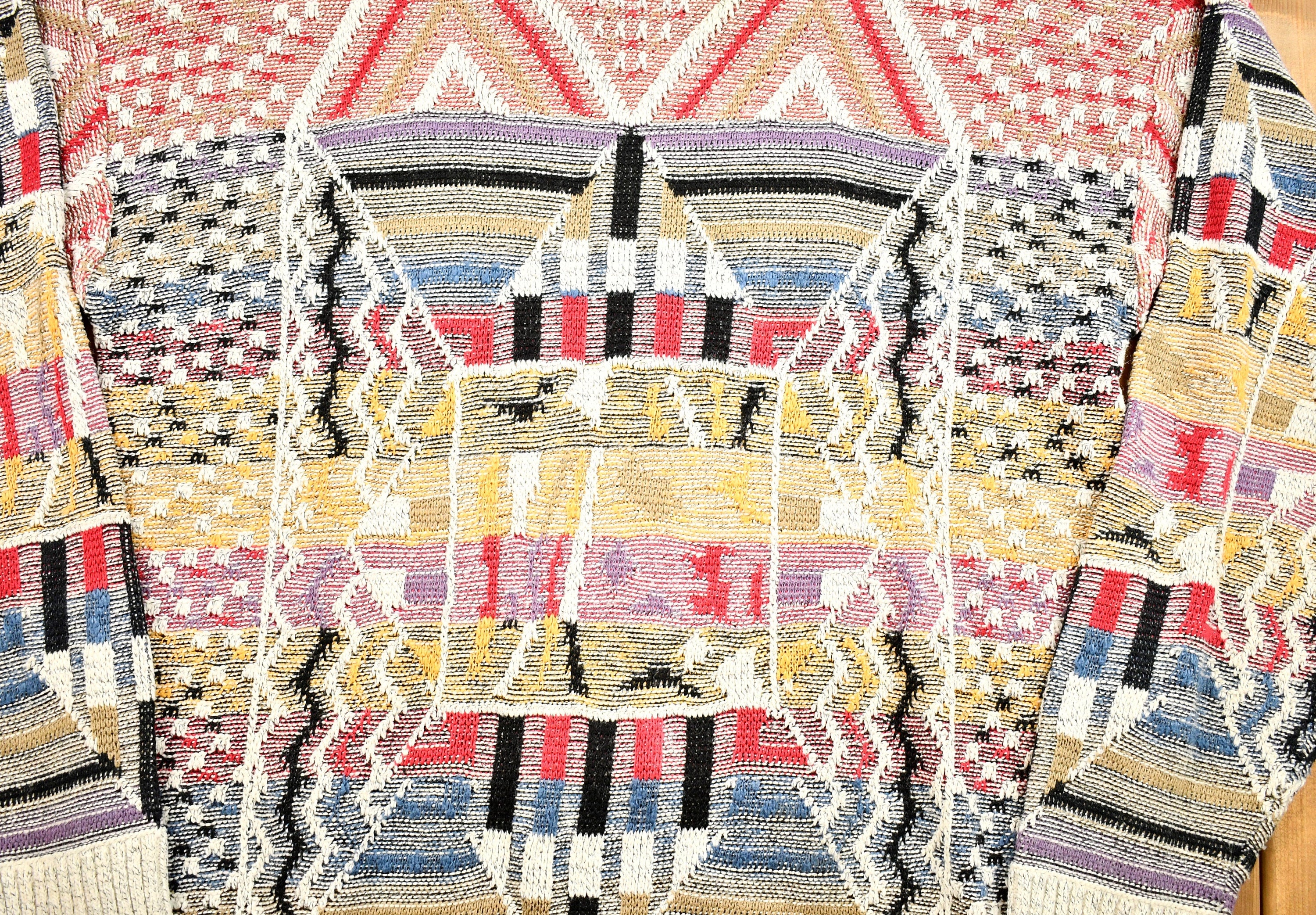 Vintage 1990s All Over Pattern Da Vinci Geometric California Knit Sweater